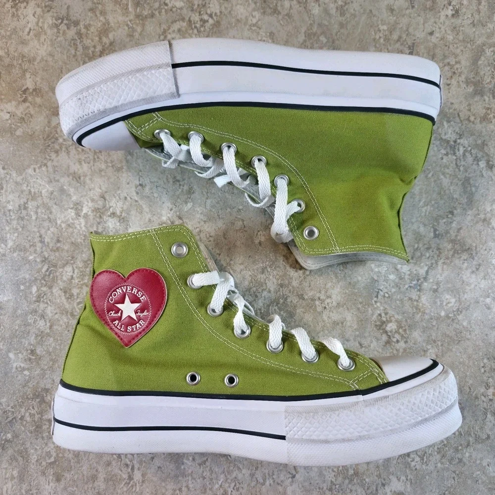 Converse Chuck Taylor All Star Platform Shoes Mens 7 / Womens 9 Lime Red Heart